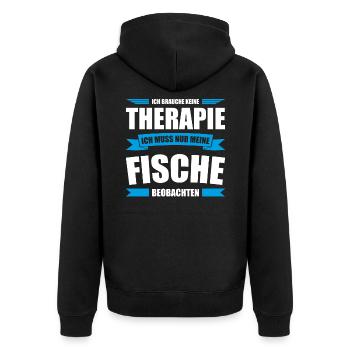 Keine Therapie nur Aquarium beobachten - Unisex Premium Bio Zip Hoodie - Schwarz - Hinten - Nico (187cm)