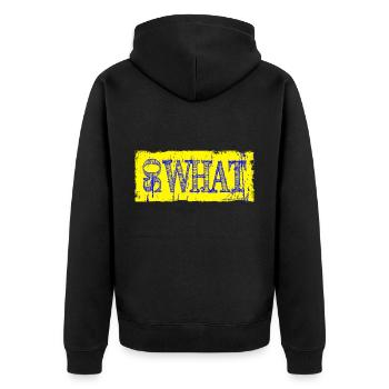 So what - Unisex Premium Organic Zip Hoodie - black - Back - Nico (187cm)