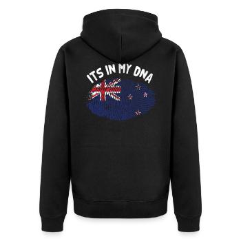 Neuseeland - Unisex Premium Bio Zip Hoodie - Schwarz - Hinten - Nico (187cm)