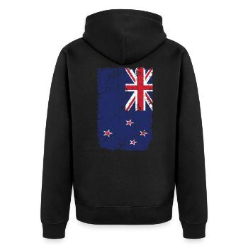 Neuseeland - Unisex Premium Bio Zip Hoodie - Schwarz - Hinten - Nico (187cm)
