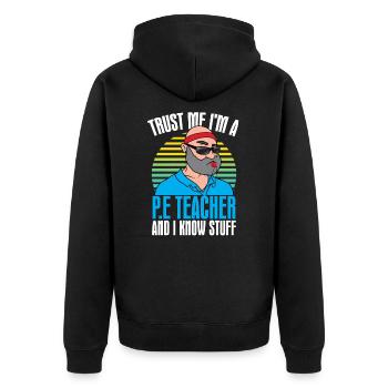Sportlehrer Sport Lehrer Sportunterricht Humor - Unisex Premium Bio Zip Hoodie - Schwarz - Hinten - Nico (187cm)