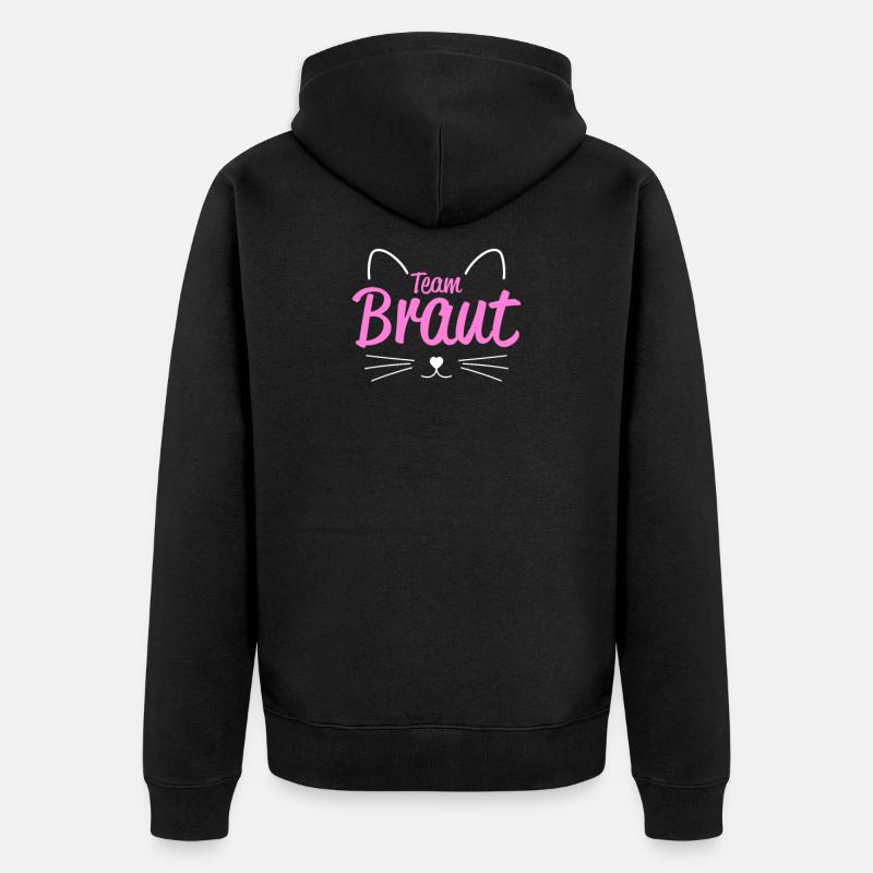 Katze Braut JGA Junggesellenabschied - Unisex Premium Bio Zip Hoodie - Schwarz