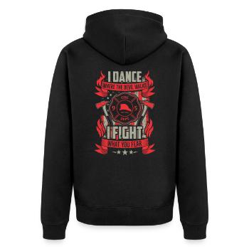 Firefighters fireman - Unisex Premium Organic Zip Hoodie - black - Back - Nico (187cm)