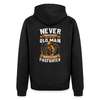 Firefighters fireman - Unisex Premium Organic Zip Hoodie - black - Back - Nico (187cm)