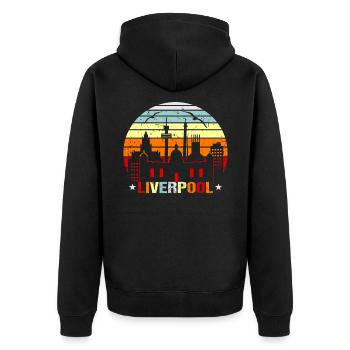 Liverpool - Unisex Premium Bio Zip Hoodie - Schwarz - Hinten - Nico (187cm)