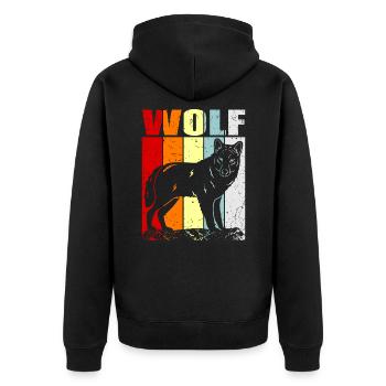 wolf - Unisex Premium Organic Zip Hoodie - black - Back - Nico (187cm)