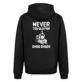 Zug Züge Modeleisenbahn Eisenbahn Geschenk - Unisex Premium Bio Zip Hoodie - Schwarz - Hinten - Nico (187cm)