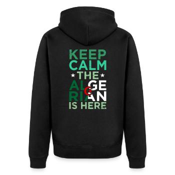 Algerien - Unisex Premium Bio Zip Hoodie - Schwarz - Hinten - Nico (187cm)