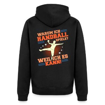 Handball - Unisex Premium Bio Zip Hoodie - Schwarz - Hinten - Nico (187cm)