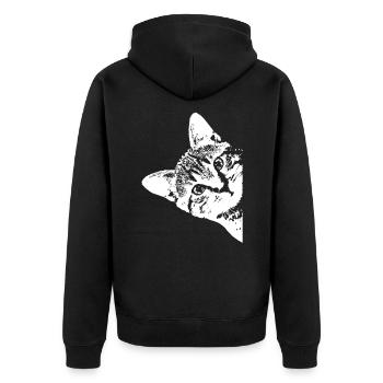 Katze - Unisex Premium Bio Zip Hoodie - Schwarz - Hinten - Nico (187cm)