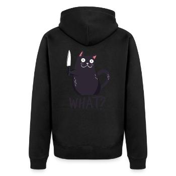 Katze - Unisex Premium Bio Zip Hoodie - Schwarz - Hinten - Nico (187cm)
