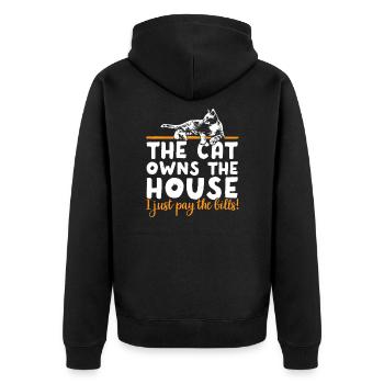 Katze - Unisex Premium Bio Zip Hoodie - Schwarz - Hinten - Nico (187cm)