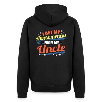 uncle - Unisex Premium Organic Zip Hoodie - black - Back - Nico (187cm)