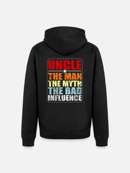 uncle - Unisex Premium Organic Zip Hoodie - black