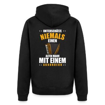 Akkordeon Ziehharmonika Musiker - Alter Mann - Unisex Premium Bio Zip Hoodie - Schwarz - Hinten - Nico (187cm)