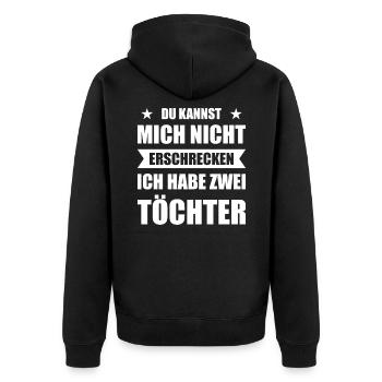 Papa Ich hab zwei Töchter - Unisex Premium Bio Zip Hoodie - Schwarz - Hinten - Nico (187cm)