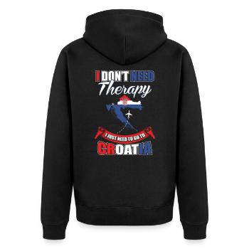 Kroatien - Unisex Premium Bio Zip Hoodie - Schwarz - Hinten - Nico (187cm)
