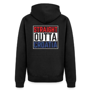 Kroatien Kroatisch Zagreb Geschenk - Unisex Premium Bio Zip Hoodie - Schwarz - Hinten - Nico (187cm)