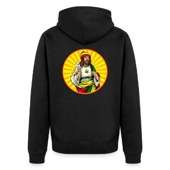 Weed Smoking Jesus Christ - Unisex Premium Organic Zip Hoodie - black - Back - Nico (187cm)