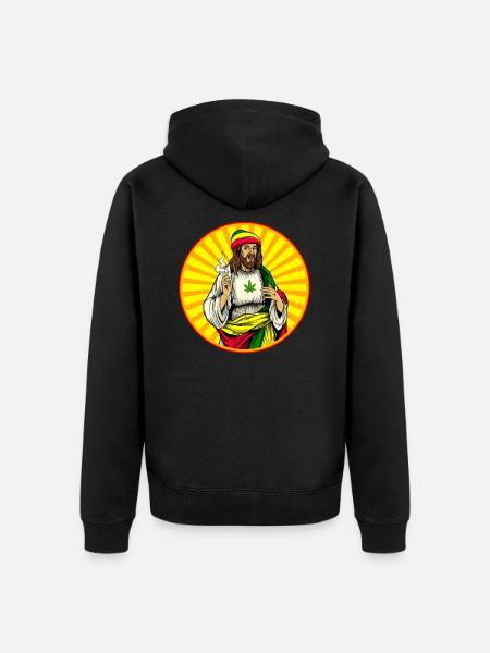 Weed Smoking Jesus Christ - Unisex Premium Organic Zip Hoodie - black