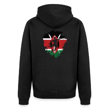 Kenia - Unisex Premium Bio Zip Hoodie - Schwarz - Hinten - Nico (187cm)