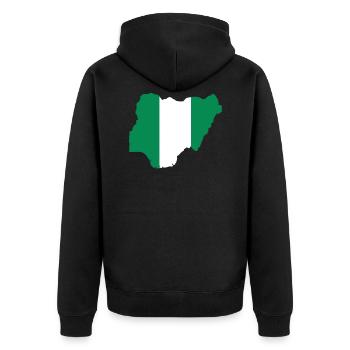 Nigeria - Unisex Premium Bio Zip Hoodie - Schwarz - Hinten - Nico (187cm)