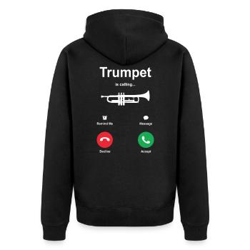Trompete - Unisex Premium Bio Zip Hoodie - Schwarz - Hinten - Nico (187cm)