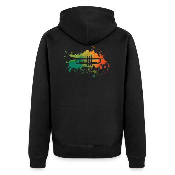 Trompete - Unisex Premium Bio Zip Hoodie - Schwarz - Hinten - Nico (187cm)