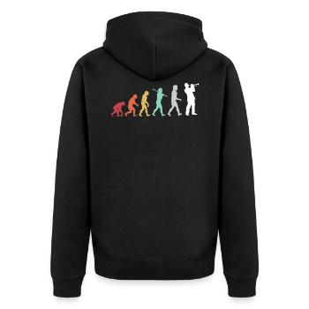Trompete - Unisex Premium Bio Zip Hoodie - Schwarz - Hinten - Nico (187cm)
