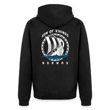 Norwegen - Unisex Premium Bio Zip Hoodie - Schwarz - Hinten - Nico (187cm)