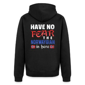 Norwegen Skandinavien Geschenk Oslo - Unisex Premium Bio Zip Hoodie - Schwarz - Hinten - Nico (187cm)