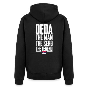 Serbia - Unisex Premium Organic Zip Hoodie - black - Back - Nico (187cm)