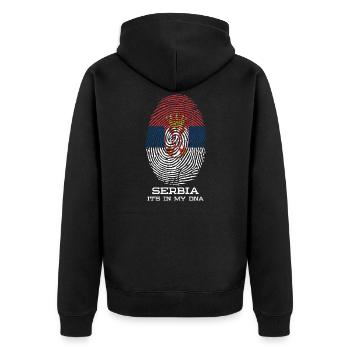 Serbia - Unisex Premium Organic Zip Hoodie - black - Back - Nico (187cm)