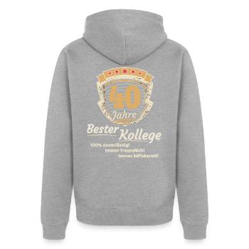 40 Jahre bester Kollege - Unisex Premium Bio Zip Hoodie - Grau meliert - Hinten - Nico (187cm)
