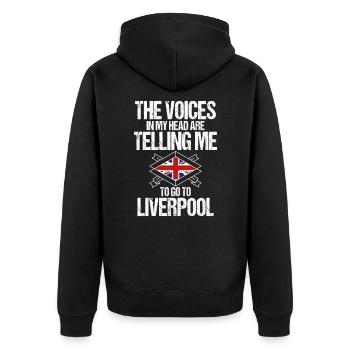 Liverpool - Unisex Premium Bio Zip Hoodie - Schwarz - Hinten - Nico (187cm)