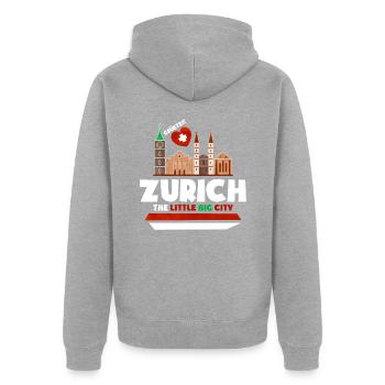 Switzerland - Unisex Premium Organic Zip Hoodie - heather grey - Back - Nico (187cm)