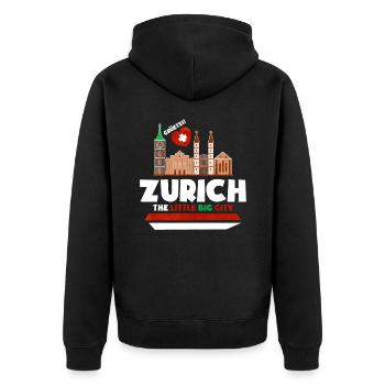 Schweiz - Unisex Premium Bio Zip Hoodie - Schwarz - Hinten - Nico (187cm)