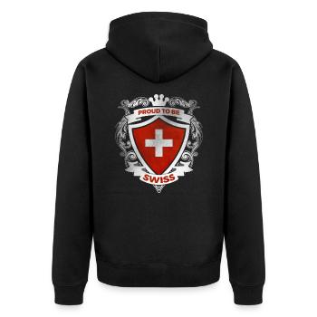 Schweiz - Unisex Premium Bio Zip Hoodie - Schwarz - Hinten - Nico (187cm)