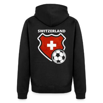 Schweiz - Unisex Premium Bio Zip Hoodie - Schwarz - Hinten - Nico (187cm)