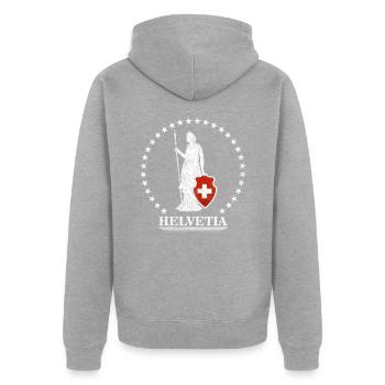 Switzerland - Unisex Premium Organic Zip Hoodie - heather grey - Back - Nico (187cm)