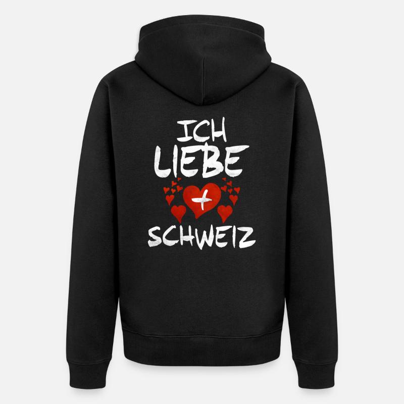 Schweiz Schweizer Geschenkidee - Unisex Premium Bio Zip Hoodie - Schwarz