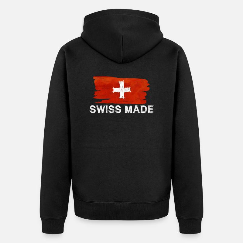 Schweiz Schweizer Geschenkidee - Unisex Premium Bio Zip Hoodie - Schwarz