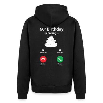 60. Geburtstag - Unisex Premium Bio Zip Hoodie - Schwarz - Hinten - Nico (187cm)