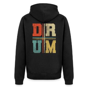 Drums - Unisex Premium Organic Zip Hoodie - black - Back - Nico (187cm)