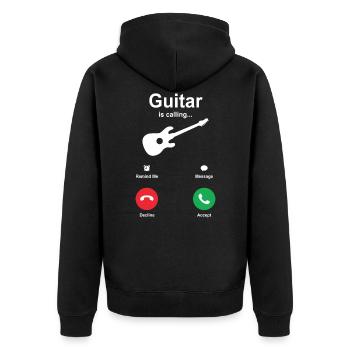 Gitarre - Unisex Premium Bio Zip Hoodie - Schwarz - Hinten - Nico (187cm)