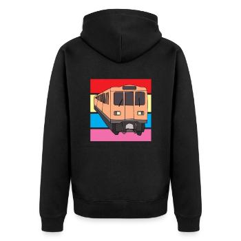 train - Unisex Premium Organic Zip Hoodie - black - Back - Nico (187cm)