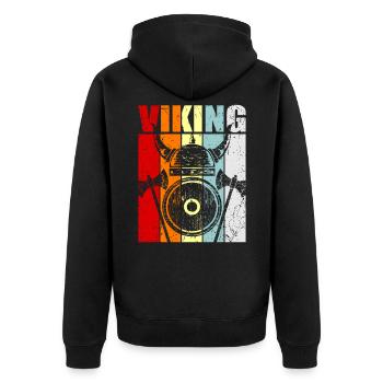 Viking Vikings - Unisex Premium Organic Zip Hoodie - black - Back - Nico (187cm)