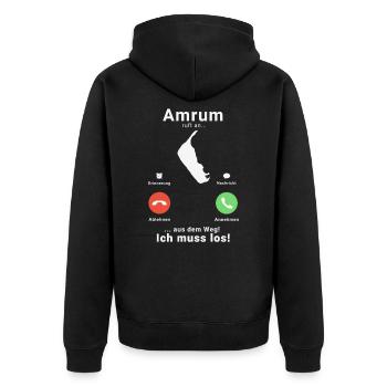 Ostfriesische Inseln - Amrum Anruf Call - Unisex Premium Bio Zip Hoodie - Schwarz - Hinten - Nico (187cm)