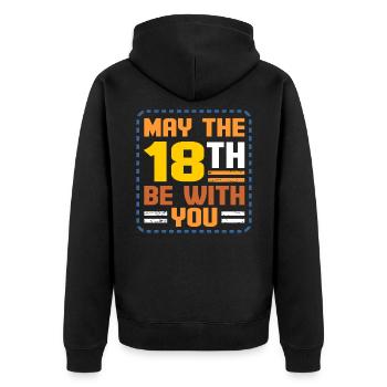 18th birthday - Unisex Premium Organic Zip Hoodie - black - Back - Nico (187cm)