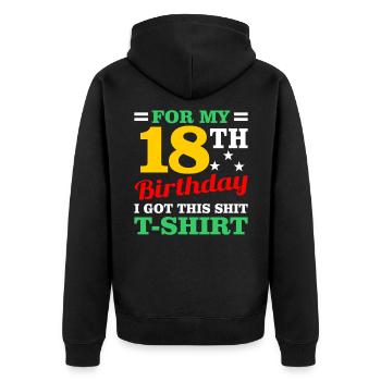 18th birthday - Unisex Premium Organic Zip Hoodie - black - Back - Nico (187cm)